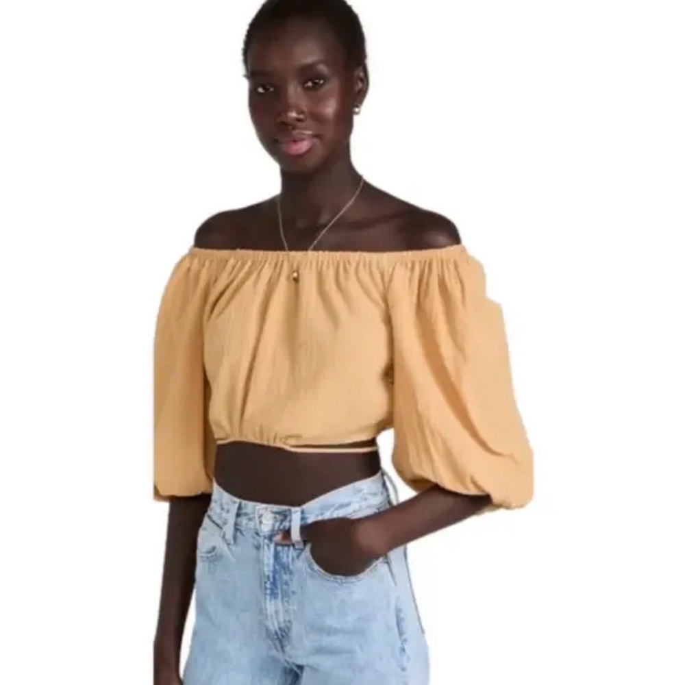 ASTR The Label Yellow Balboa Off the Shoulder top
